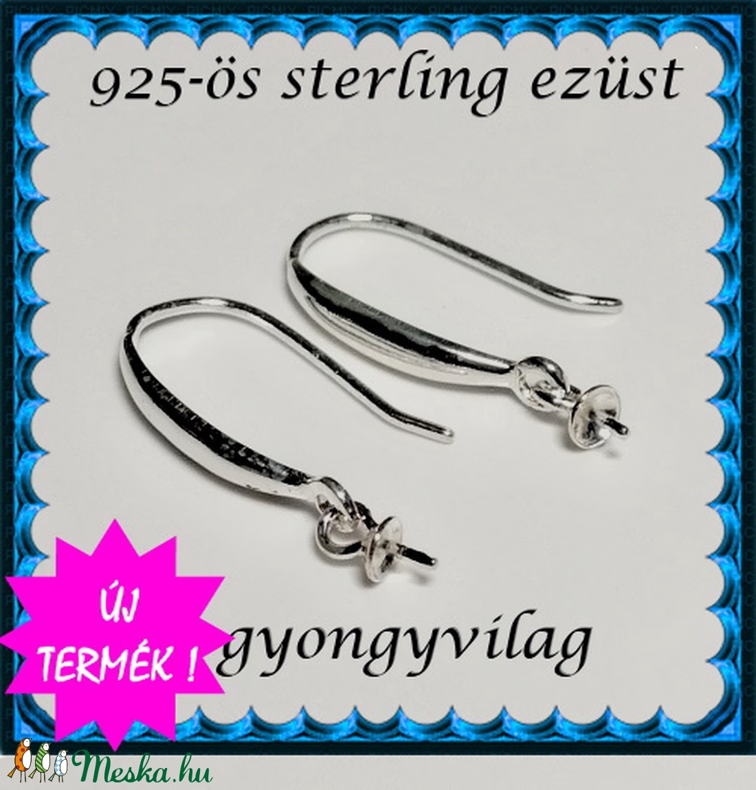 925-ös ezüst fülbevaló kapocs EFK A 94 - gyöngy, ékszerkellék - egyéb alkatrész - Meska.hu 925-ös ezüst fülbevaló kapocs EFK A 94 - gyöngy, ékszerkellék - egyéb alkatrész - Meska.hu