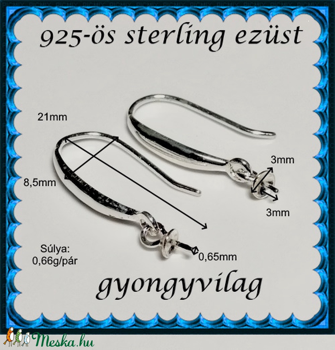925-ös ezüst fülbevaló kapocs EFK A 94 - gyöngy, ékszerkellék - egyéb alkatrész - Meska.hu 925-ös ezüst fülbevaló kapocs EFK A 94 - gyöngy, ékszerkellék - egyéb alkatrész - Meska.hu