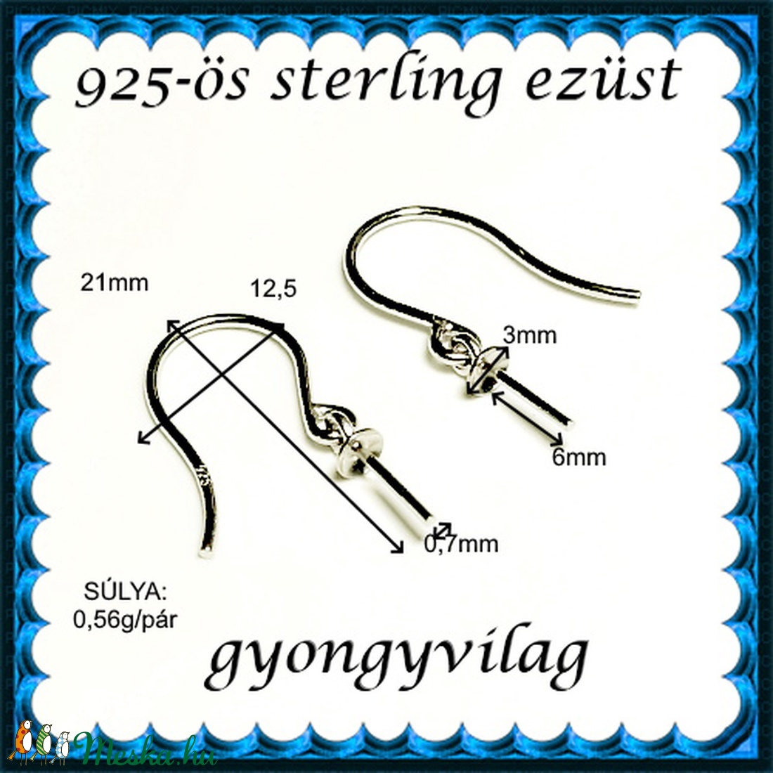 925-ös ezüst fülbevaló kapocs EFK A 95 - kellékek & szerszámok - gyöngyfűzés kellékek - egyéb alkatrész - Meska.hu 925-ös ezüst fülbevaló kapocs EFK A 95 - kellékek & szerszámok - gyöngyfűzés kellékek - egyéb alkatrész - Meska.hu
