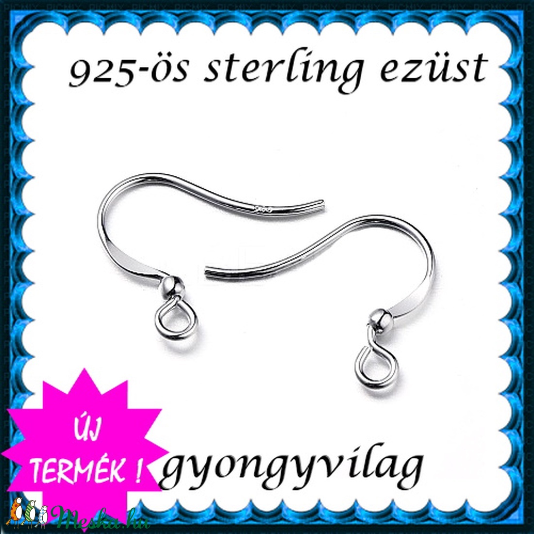 925-ös sterling ezüst ékszerkellék: fülbevalóalap akasztós EFK A 96r - gyöngy, ékszerkellék - egyéb alkatrész - Meska.hu 925-ös sterling ezüst ékszerkellék: fülbevalóalap akasztós EFK A 96r - gyöngy, ékszerkellék - egyéb alkatrész - Meska.hu