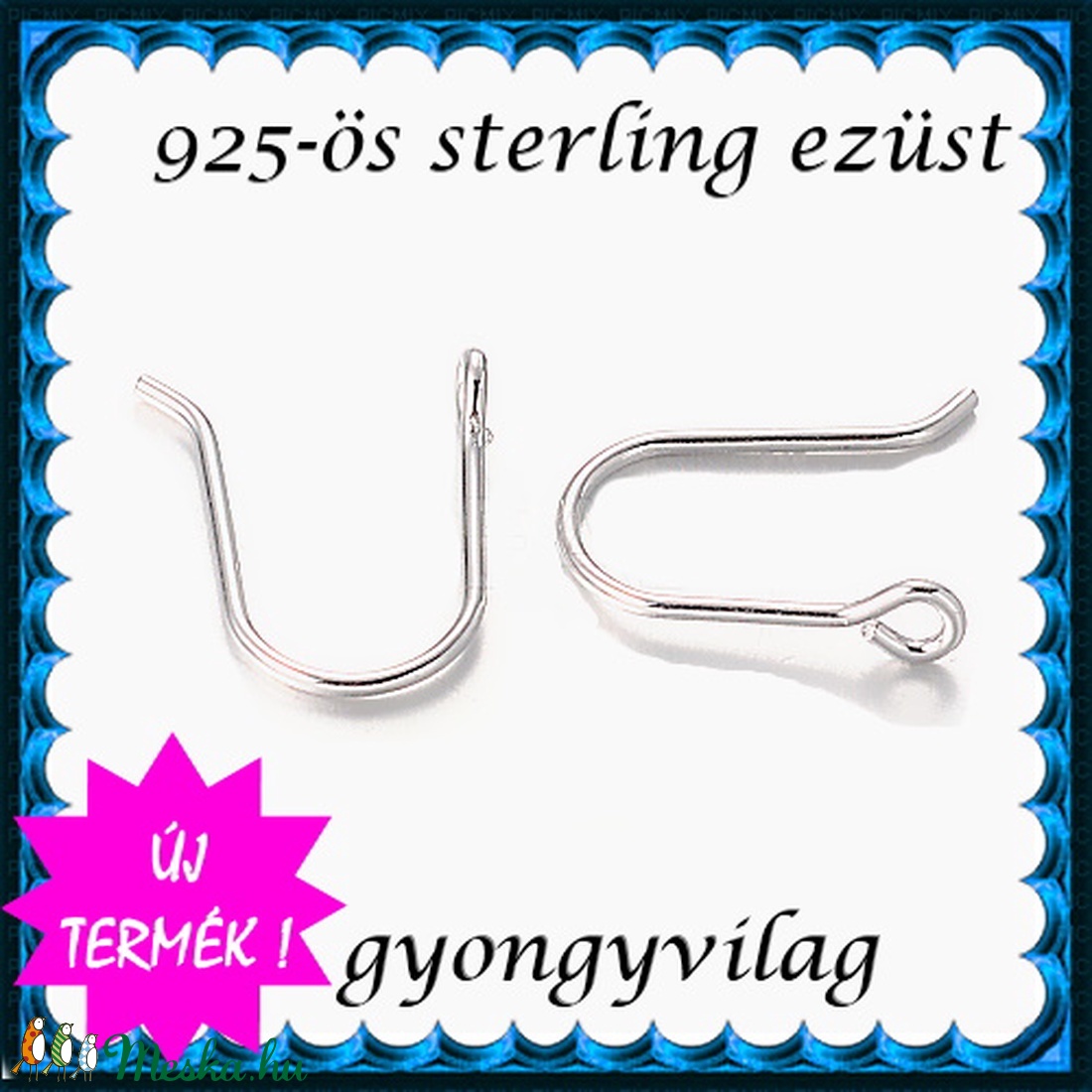 925-ös sterling ezüst ékszerkellék: fülbevalóalap akasztós EFK A 97r - gyöngy, ékszerkellék - egyéb alkatrész - Meska.hu 925-ös sterling ezüst ékszerkellék: fülbevalóalap akasztós EFK A 97r - gyöngy, ékszerkellék - egyéb alkatrész - Meska.hu