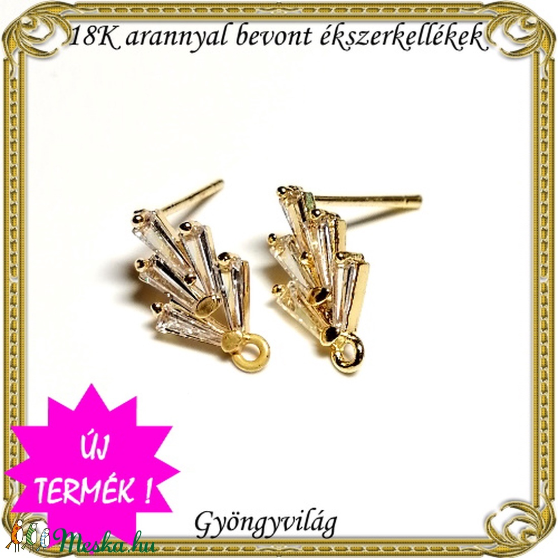 18K arannyal bevont ékszerkellék: fülbevalóalap ABFK 02 - kellékek & szerszámok - gyöngyfűzés kellékek - egyéb alkatrész - Meska.hu 18K arannyal bevont ékszerkellék: fülbevalóalap ABFK 02 - kellékek & szerszámok - gyöngyfűzés kellékek - egyéb alkatrész - Meska.hu