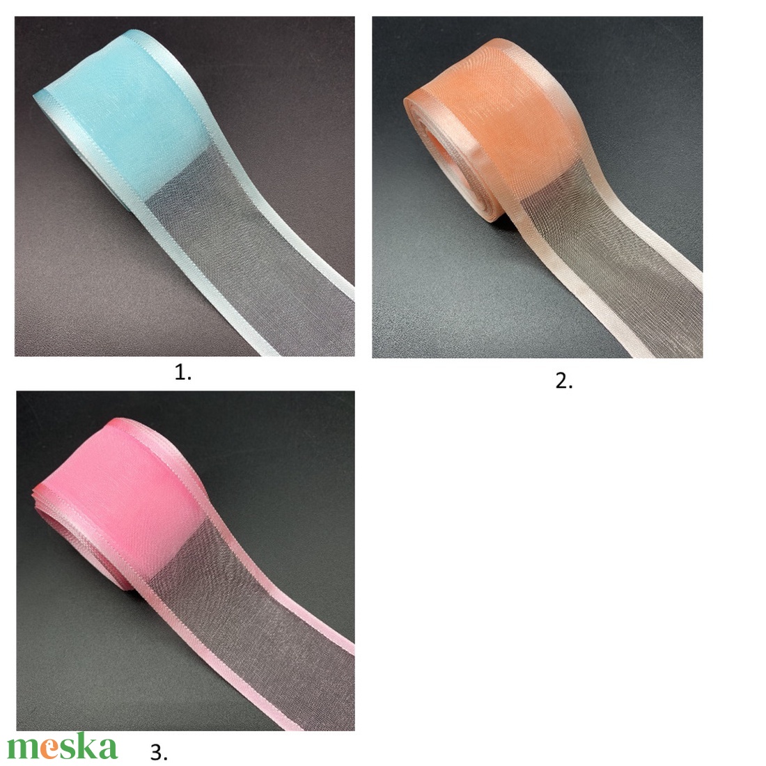 Egyéb kreatív kellékek: organza szalag EK-CSSZ-O 01-38 - kellékek & szerszámok - rövidáru - szalag, pánt - textilszalag - Meska.hu