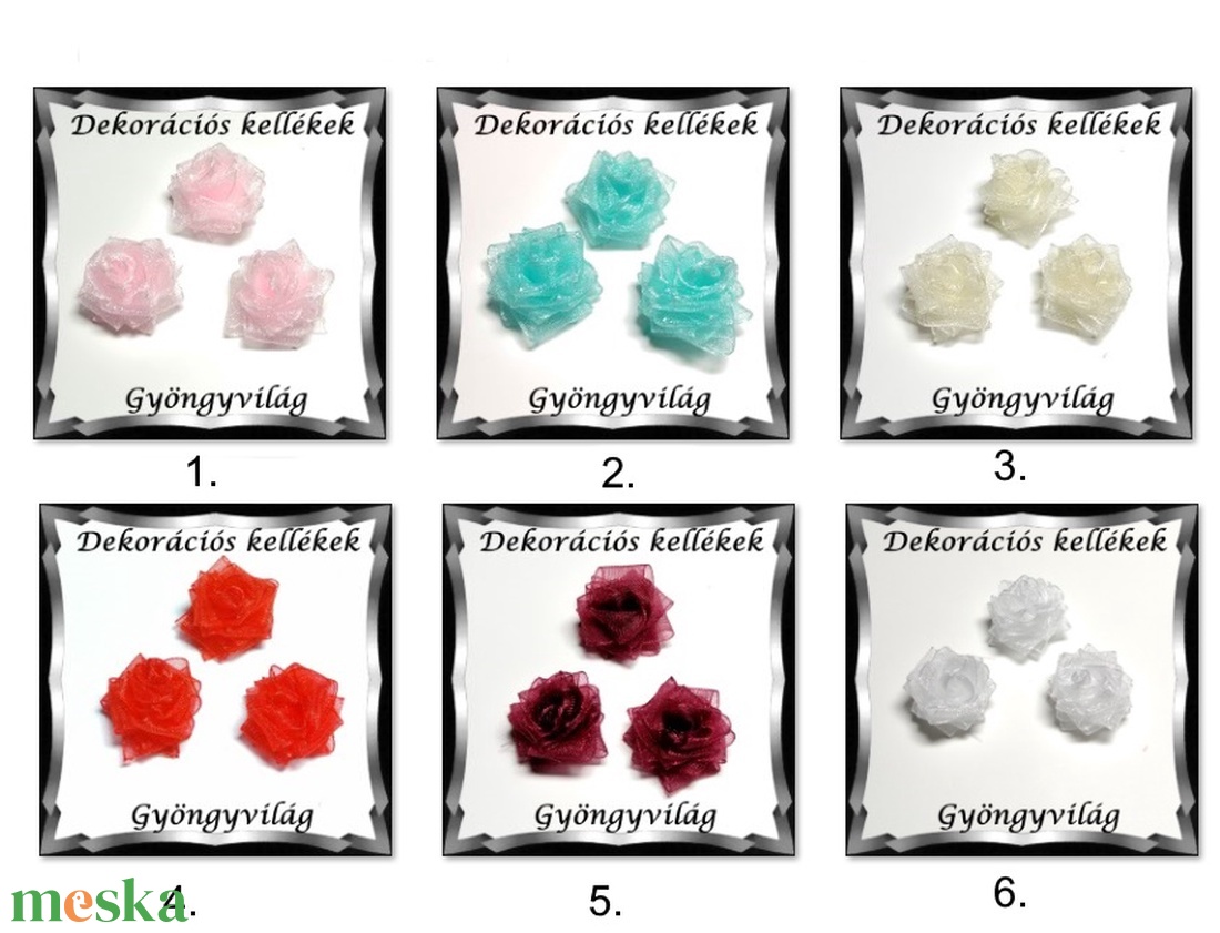 Dekorációs kellék: organza virág DK-VO 01-20 5db - kellékek & szerszámok - dekorációs kellékek - egyéb kellékek - Meska.hu Dekorációs kellék: organza virág DK-VO 01-20 5db - kellékek & szerszámok - dekorációs kellékek - egyéb kellékek - Meska.hu