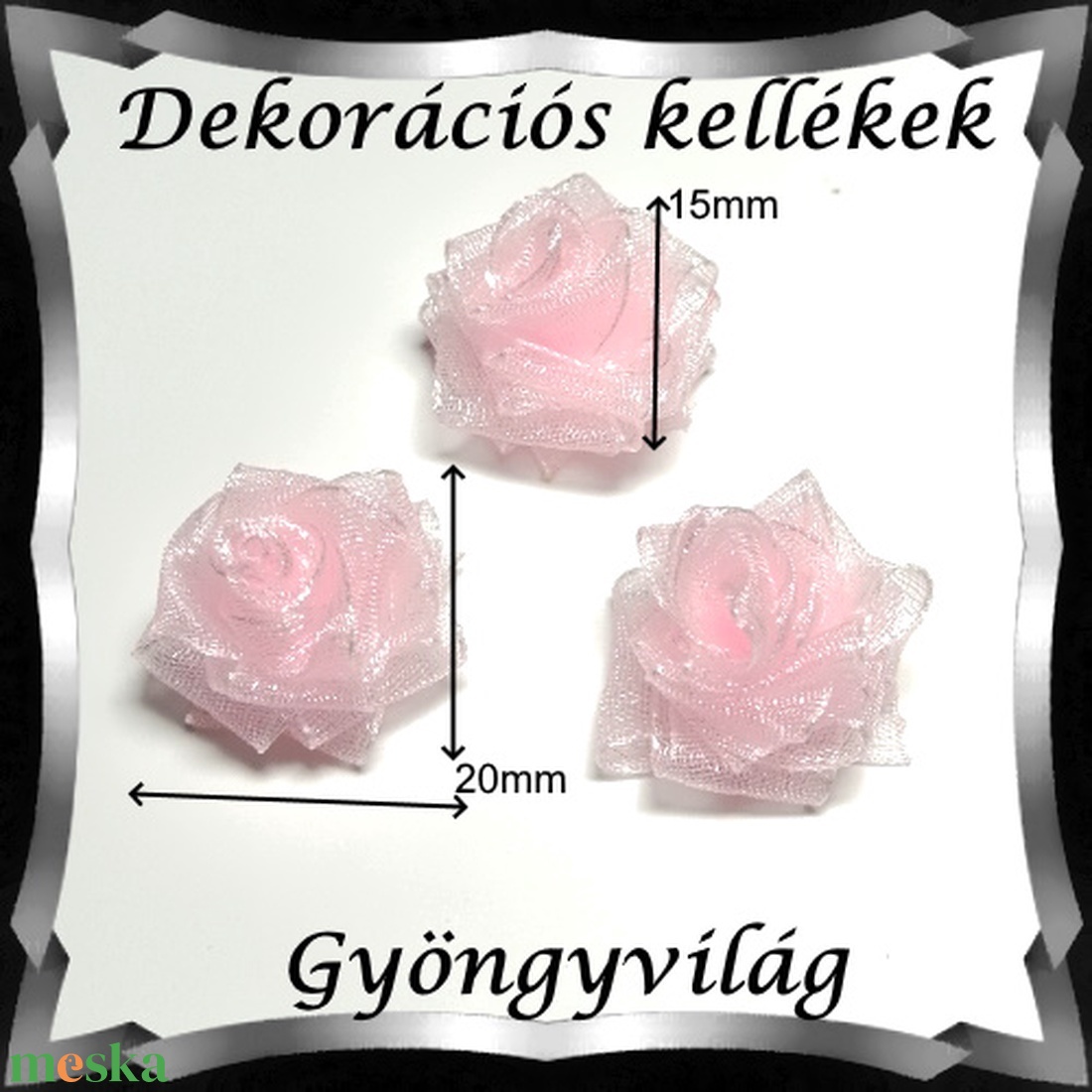 Dekorációs kellék: organza virág DK-VO 01-20 5db - dekorációs kellékek - egyéb kellékek - Meska.hu