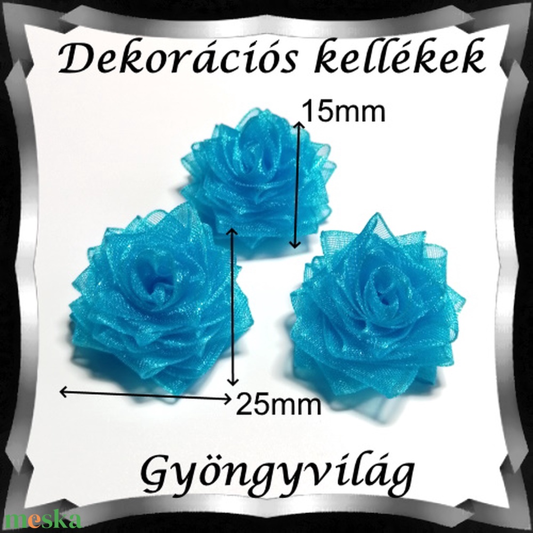 Dekorációs kellék: organza virág DK-VO 01-25 5db - kellékek & szerszámok - dekorációs kellékek - egyéb kellékek - Meska.hu