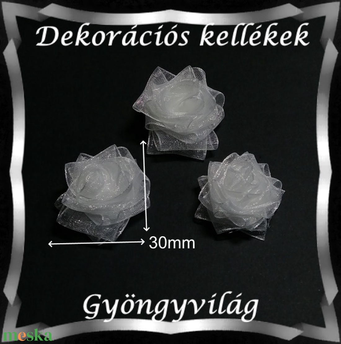 Dekorációs kellék: organza virág DK-VO 01-30 5db - kellékek & szerszámok - dekorációs kellékek - egyéb kellékek - Meska.hu Dekorációs kellék: organza virág DK-VO 01-30 5db - kellékek & szerszámok - dekorációs kellékek - egyéb kellékek - Meska.hu