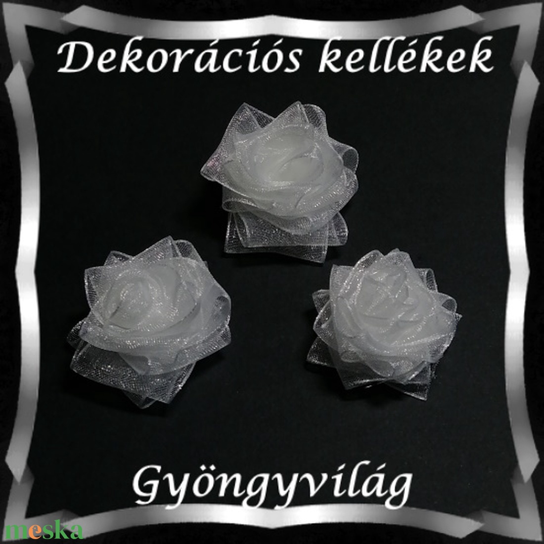 Dekorációs kellék: organza virág DK-VO 01-40 5db - dekorációs kellékek - egyéb kellékek - Meska.hu