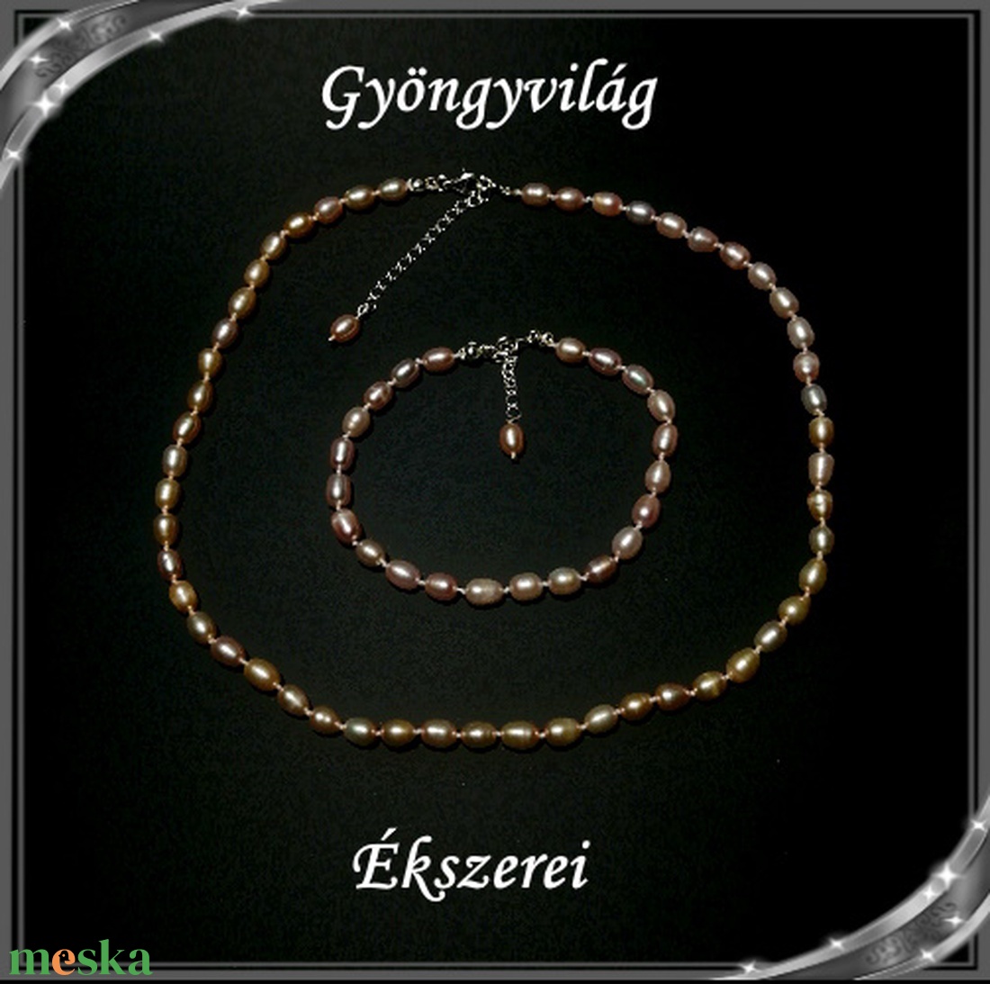 Édesvizi igazgyöngy nyaklánc-karkötő szett, 925-ös ezüst kapoccsal SSZE-IG01 mauve - ékszer - ékszerszett - Meska.hu Édesvizi igazgyöngy nyaklánc-karkötő szett, 925-ös ezüst kapoccsal SSZE-IG01 mauve - ékszer - ékszerszett - Meska.hu