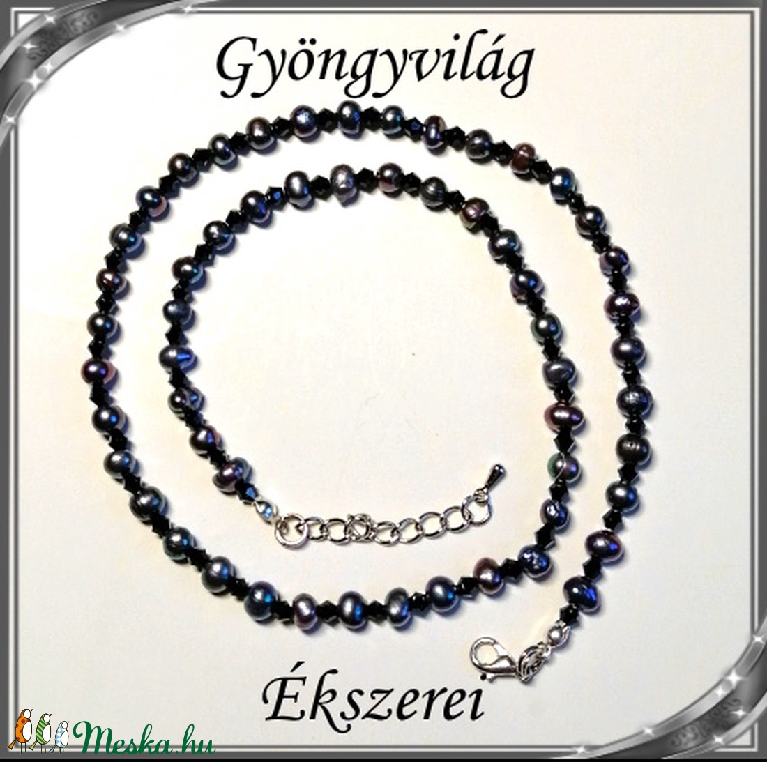Édesvizi igazgyöngy nyaklánc-karkötő szett, ezüstözött kapoccsal SSZEB-IG03 5x5 black - ékszer - ékszerszett - Meska.hu Édesvizi igazgyöngy nyaklánc-karkötő szett, ezüstözött kapoccsal SSZEB-IG03 5x5 black - ékszer - ékszerszett - Meska.hu