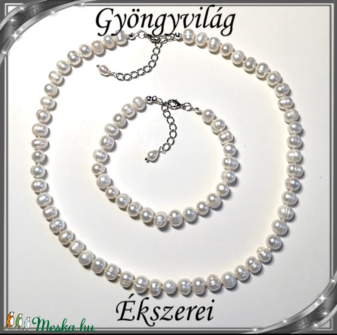 Édesvizi igazgyöngy szett, ezüstözött kapoccsal SSZEB-IG05 7x8 fehér - ékszer - ékszerszett - Meska.hu Édesvizi igazgyöngy szett, ezüstözött kapoccsal SSZEB-IG05 7x8 fehér - ékszer - ékszerszett - Meska.hu