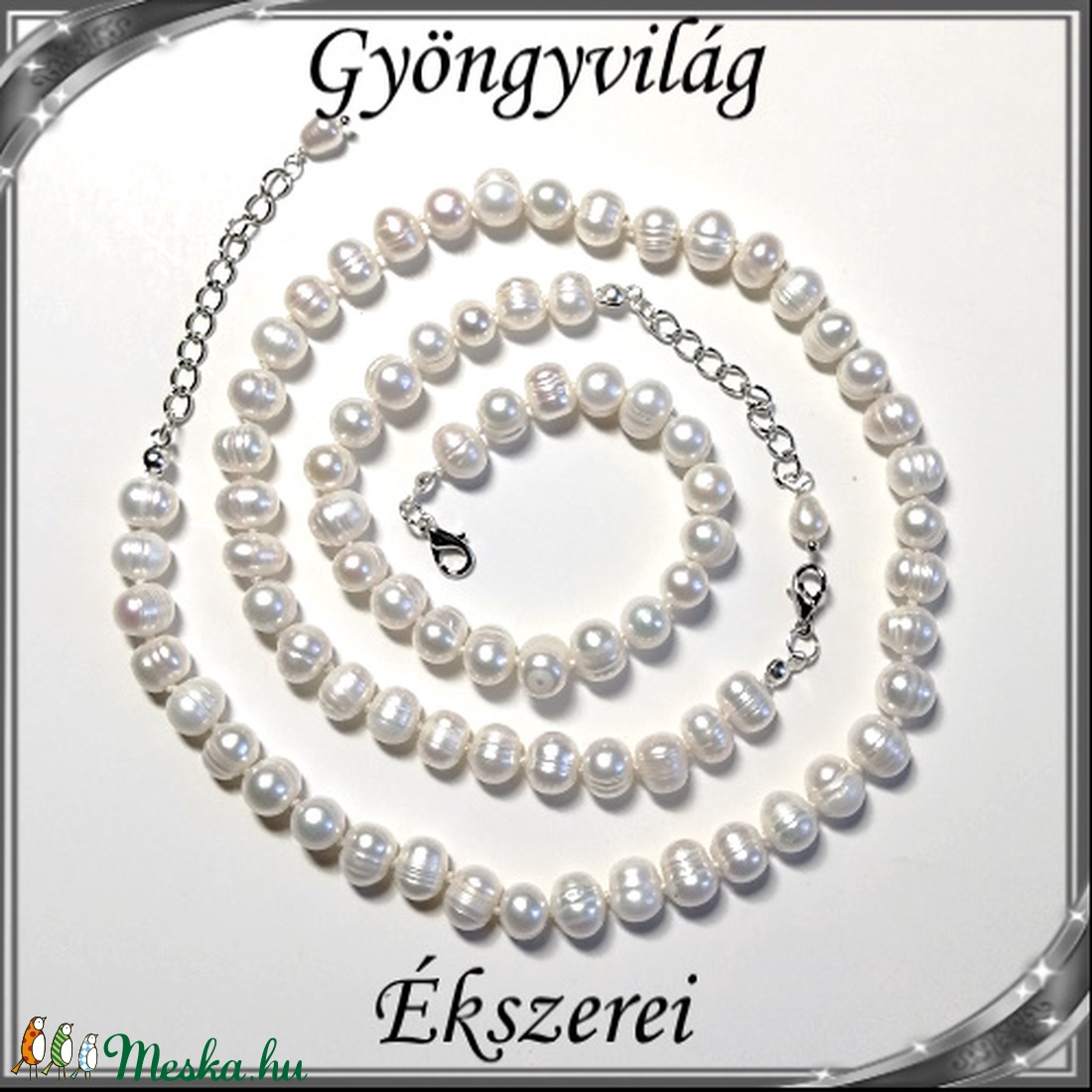Édesvizi igazgyöngy szett, ezüstözött kapoccsal SSZEB-IG05 7x8 fehér - ékszer - ékszerszett - Meska.hu Édesvizi igazgyöngy szett, ezüstözött kapoccsal SSZEB-IG05 7x8 fehér - ékszer - ékszerszett - Meska.hu