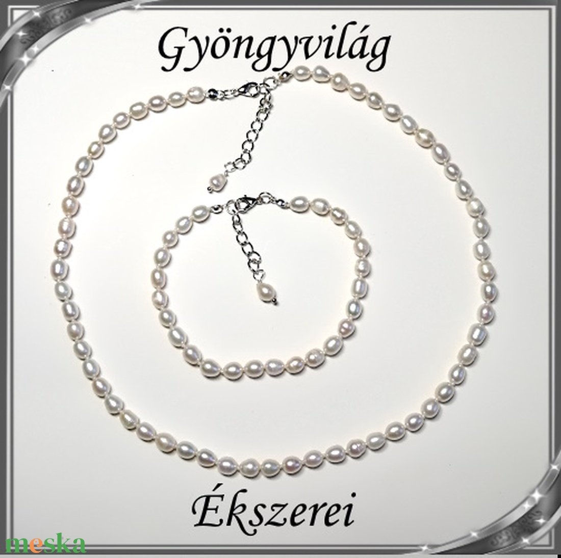 Édesvizi igazgyöngy szett, ezüstözött kapoccsal SSZNA-IG05 6x5 fehér - ékszer - ékszerszett - Meska.hu Édesvizi igazgyöngy szett, ezüstözött kapoccsal SSZNA-IG05 6x5 fehér - ékszer - ékszerszett - Meska.hu