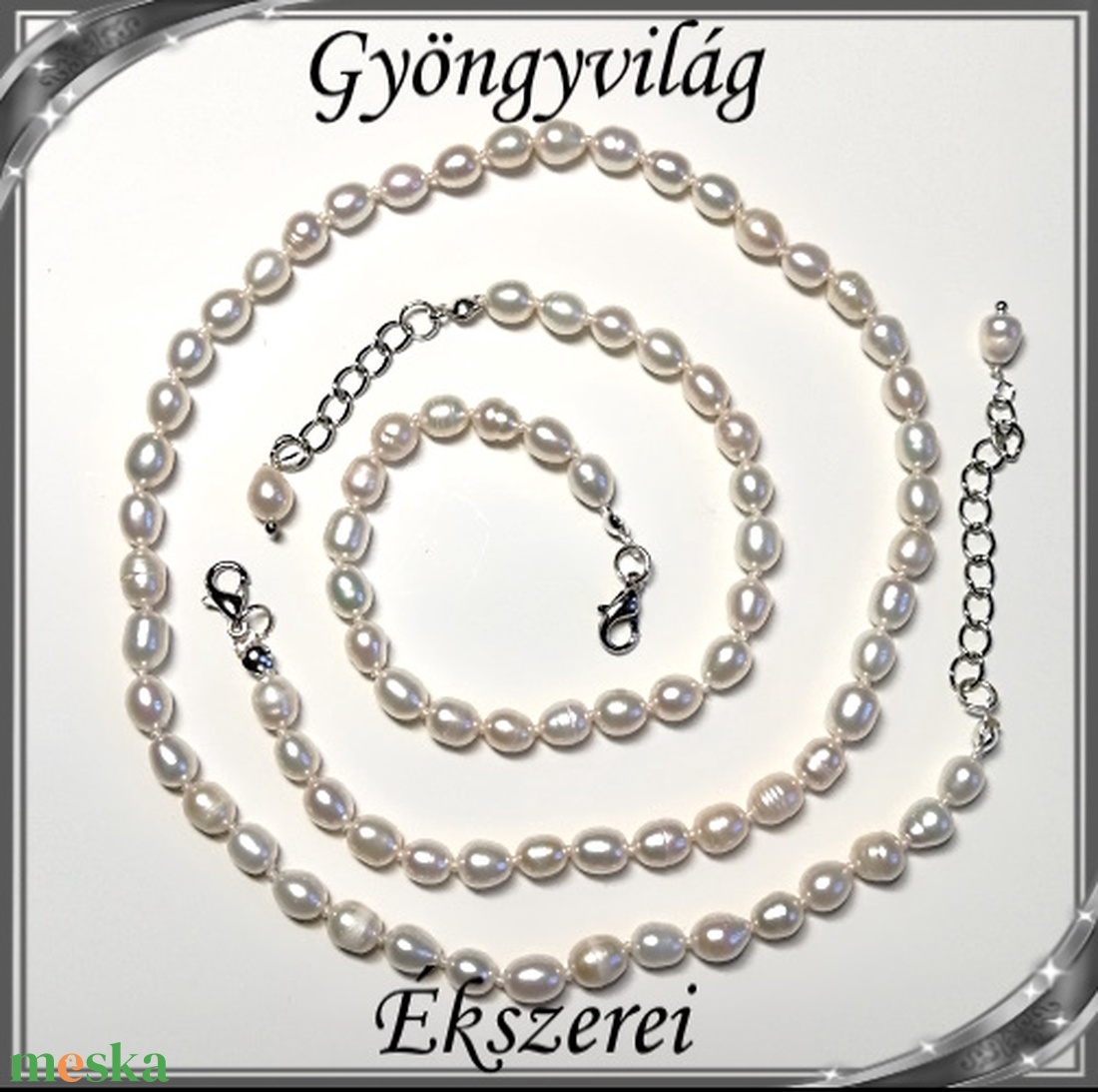 Édesvizi igazgyöngy szett, ezüstözött kapoccsal SSZNA-IG05 6x5 fehér - ékszer - ékszerszett - Meska.hu Édesvizi igazgyöngy szett, ezüstözött kapoccsal SSZNA-IG05 6x5 fehér - ékszer - ékszerszett - Meska.hu