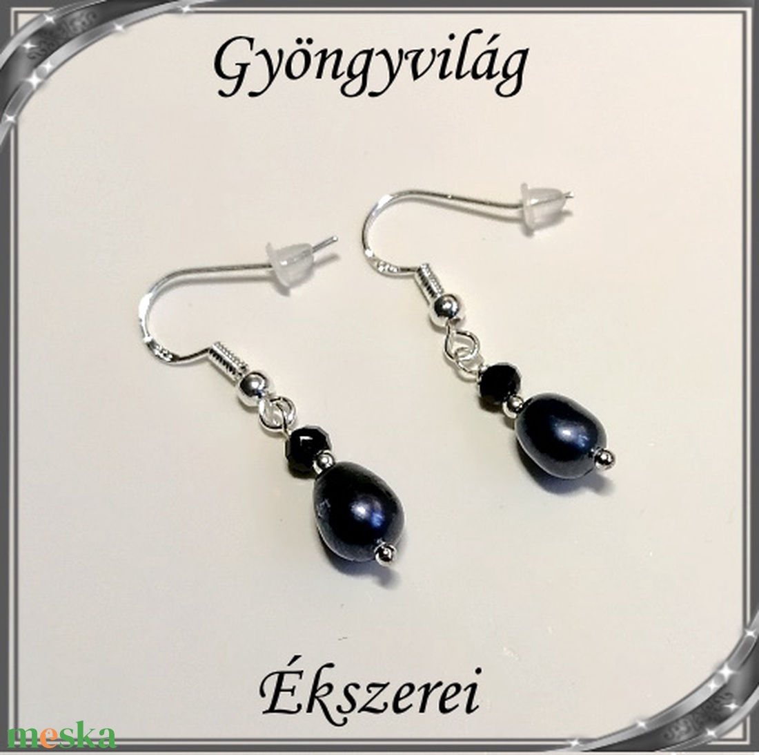 Édesvizi igazgyöngy fülbevaló, ezüstözött kapoccsal SFEB-IG06 9x7 fekete - ékszer - fülbevaló - lógó fülbevaló - Meska.hu Édesvizi igazgyöngy fülbevaló, ezüstözött kapoccsal SFEB-IG06 9x7 fekete - ékszer - fülbevaló - lógó fülbevaló - Meska.hu