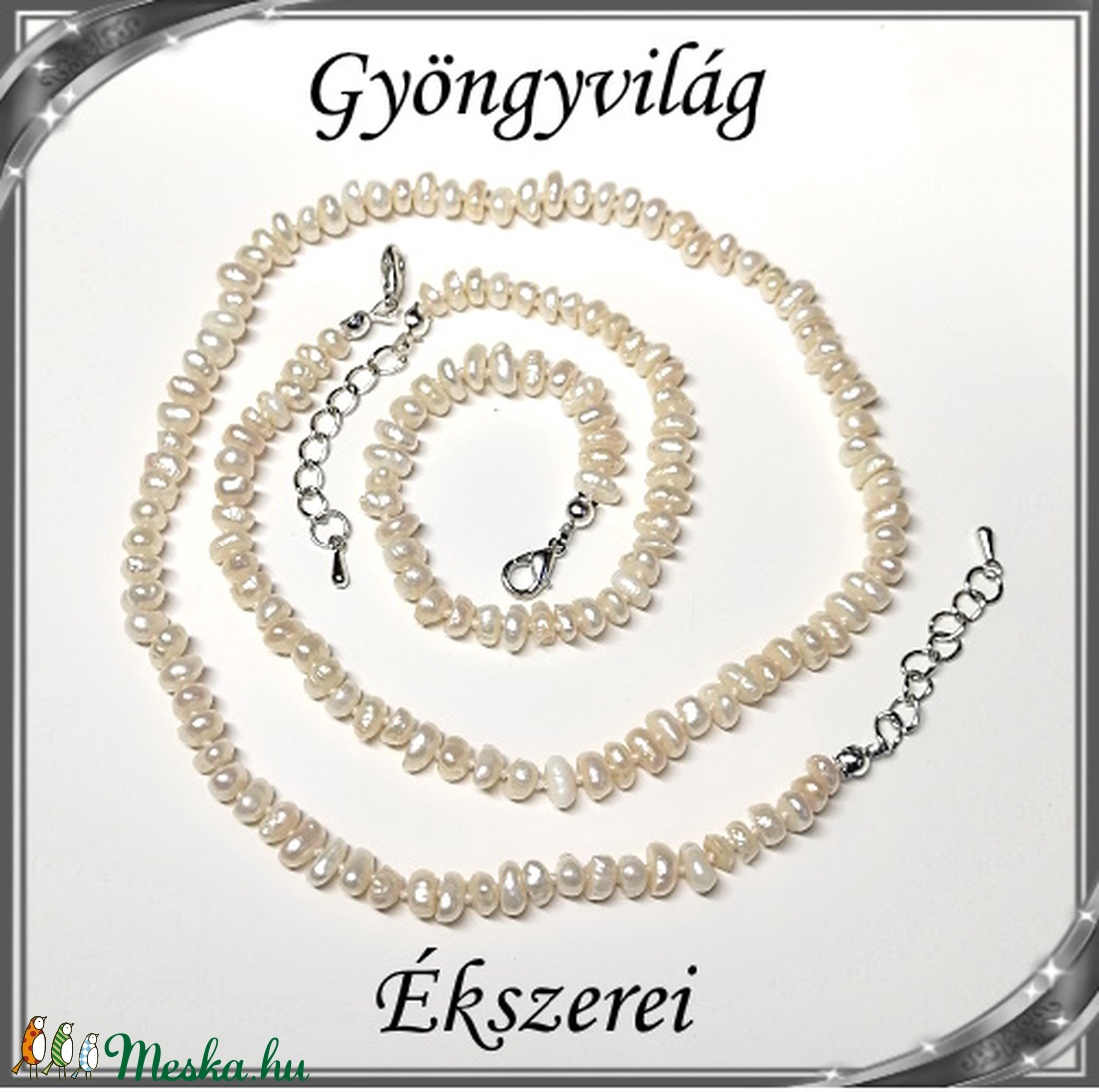 Édesvizi igazgyöngy szett, ezüstözött kapoccsal SSZEB-IG05 3,5x6 fehér - ékszer - ékszerszett - Meska.hu Édesvizi igazgyöngy szett, ezüstözött kapoccsal SSZEB-IG05 3,5x6 fehér - ékszer - ékszerszett - Meska.hu