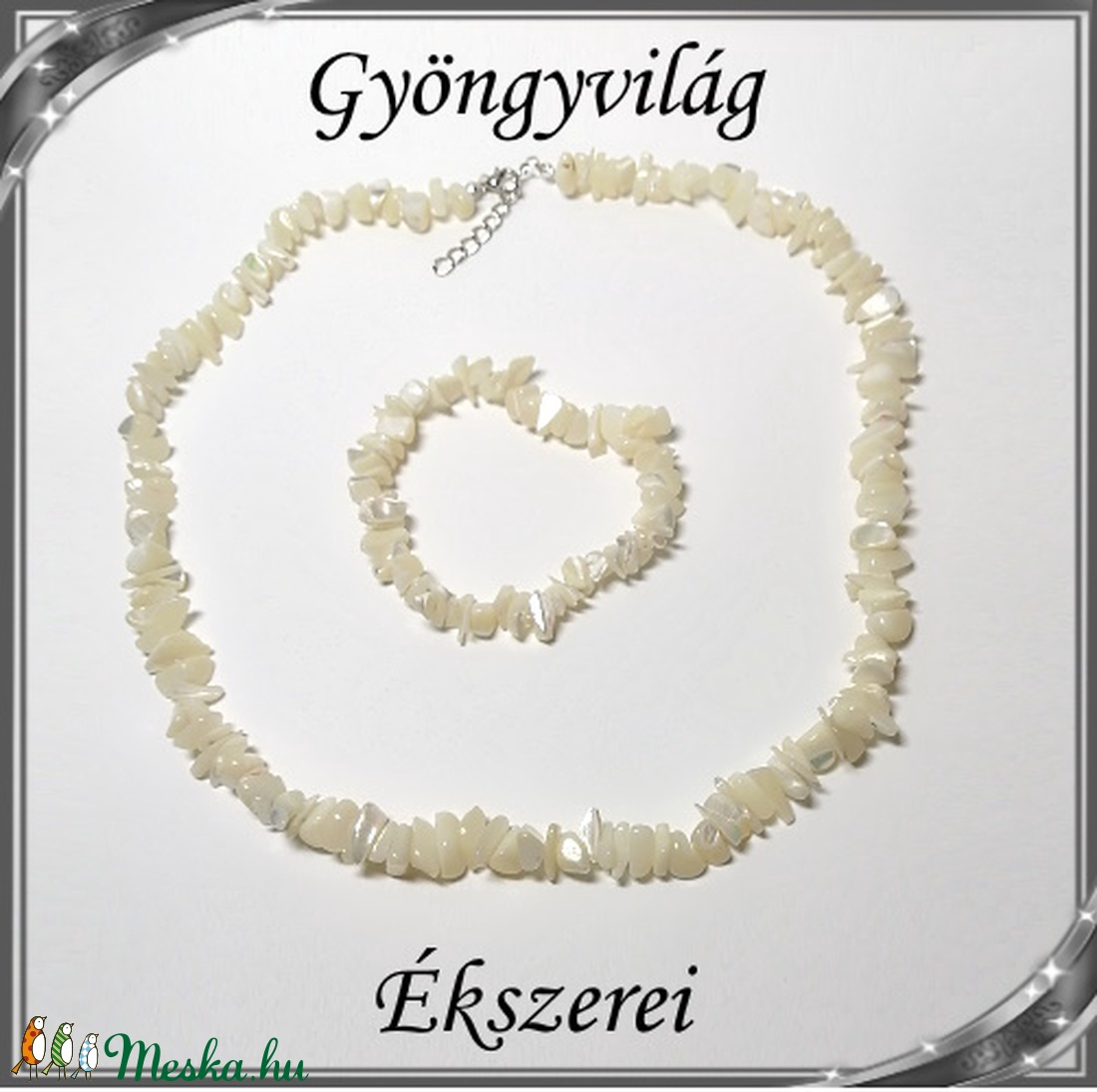 Ásvány chips nyaklánc-karkötő szett, ezüstözött kapoccsal SSZEB-ÁS03 White Jade - ékszer - ékszerszett - Meska.hu Ásvány chips nyaklánc-karkötő szett, ezüstözött kapoccsal SSZEB-ÁS03 White Jade - ékszer - ékszerszett - Meska.hu