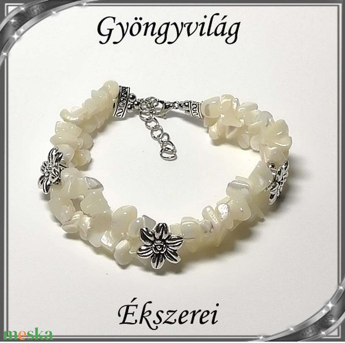 Ásvány chips karkötő SKEB-ÁS04  White Jade - ékszer - karkötő - karperec - Meska.hu