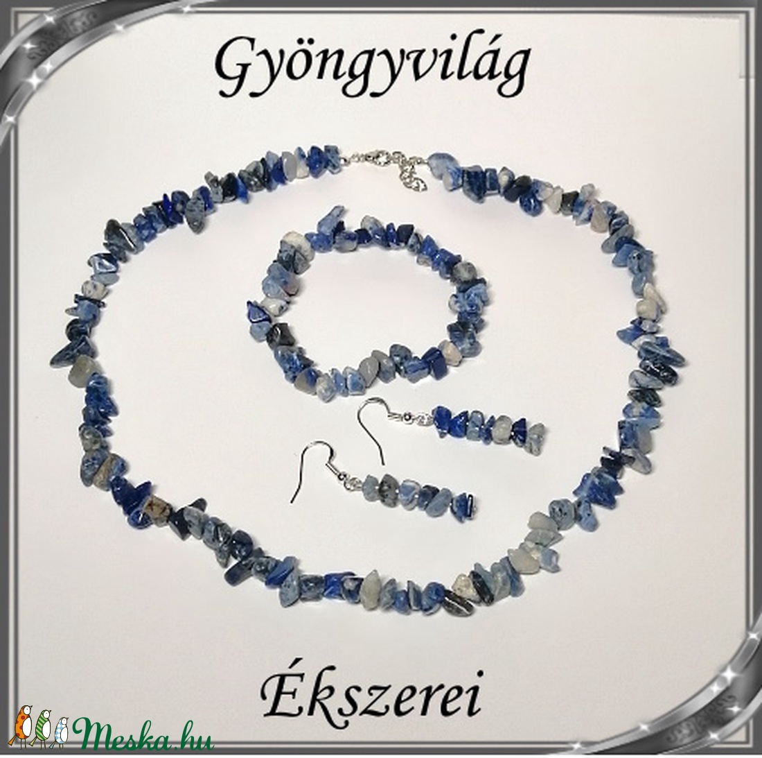 Ásvány chips szett, ezüstözött kapoccsal SSZEB-ÁS08 Sodalit - ékszer - ékszerszett - Meska.hu Ásvány chips szett, ezüstözött kapoccsal SSZEB-ÁS08 Sodalit - ékszer - ékszerszett - Meska.hu
