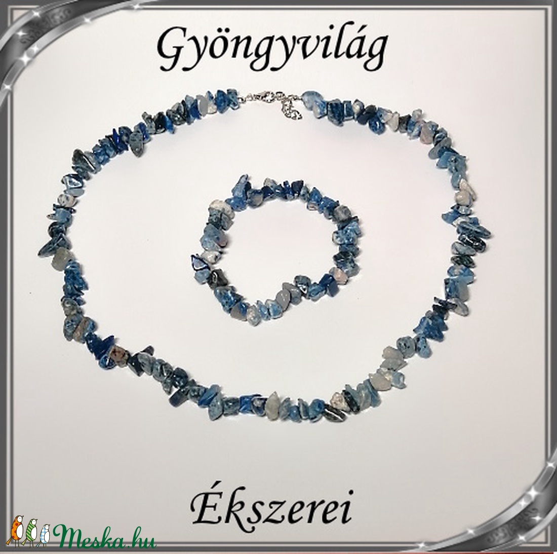 Ásvány chips szett, ezüstözött kapoccsal SSZEB-ÁS08 Sodalit - ékszer - ékszerszett - Meska.hu Ásvány chips szett, ezüstözött kapoccsal SSZEB-ÁS08 Sodalit - ékszer - ékszerszett - Meska.hu