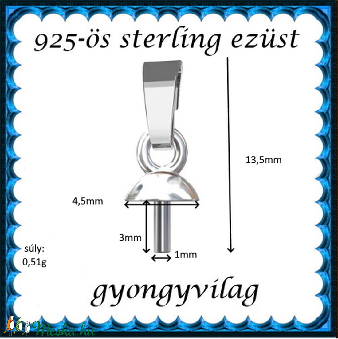 925-ös ezüst medálkapocs EMK 107 e - gyöngy, ékszerkellék - egyéb alkatrész - Meska.hu 925-ös ezüst medálkapocs EMK 107 e - gyöngy, ékszerkellék - egyéb alkatrész - Meska.hu