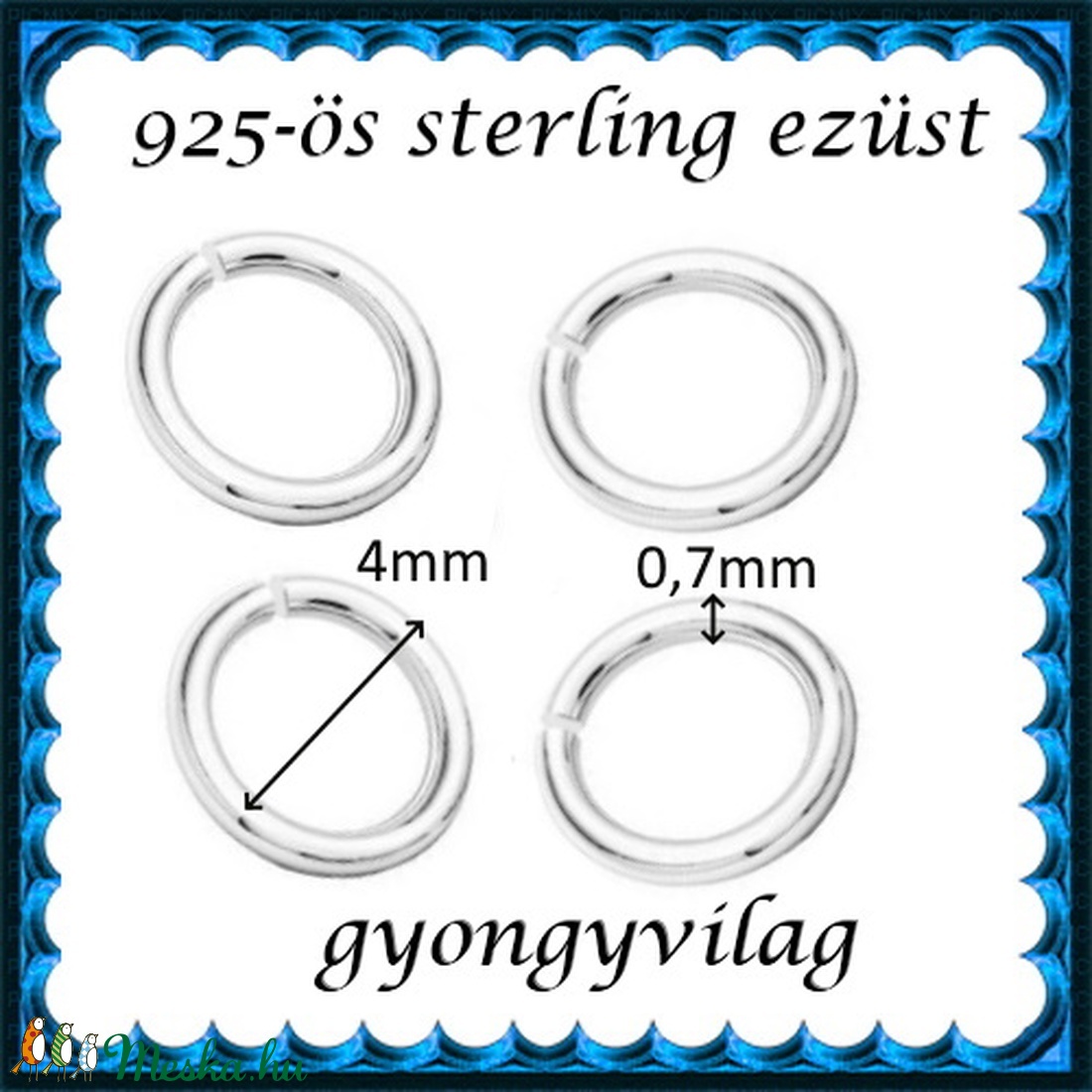 925-ös ezüst szerelőkarika nyitott ESZK NY 4 x 0,7 mm-es 4db/csomag - kellékek & szerszámok - gyöngyfűzés kellékek - egyéb alkatrész - Meska.hu 925-ös ezüst szerelőkarika nyitott ESZK NY 4 x 0,7 mm-es 4db/csomag - kellékek & szerszámok - gyöngyfűzés kellékek - egyéb alkatrész - Meska.hu
