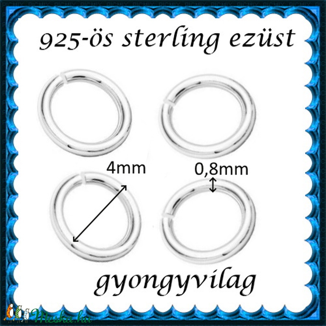 925-ös ezüst szerelőkarika nyitott ESZK NY 4x0,8 mm-es 4db/ csomag - kellékek & szerszámok - gyöngyfűzés kellékek - egyéb alkatrész - Meska.hu 925-ös ezüst szerelőkarika nyitott ESZK NY 4x0,8 mm-es 4db/ csomag - kellékek & szerszámok - gyöngyfűzés kellékek - egyéb alkatrész - Meska.hu