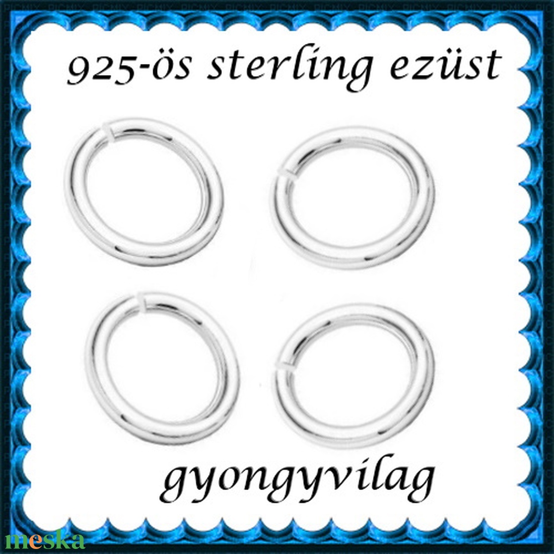 925-ös sterling ezüst ékszerkellék: karika nyitott ESZK NY 4,25x0,5 8db/csomag - gyöngy, ékszerkellék - egyéb alkatrész - Meska.hu