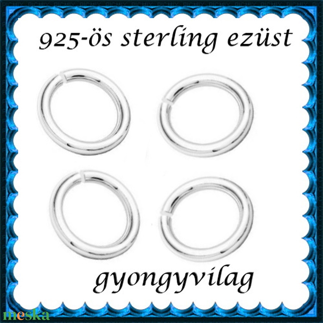  925-ös ezüst szerelőkarika nyitott ESZK NY 4,25x0,5 mm-es   8db/csomag - gyöngy, ékszerkellék - egyéb alkatrész - Meska.hu