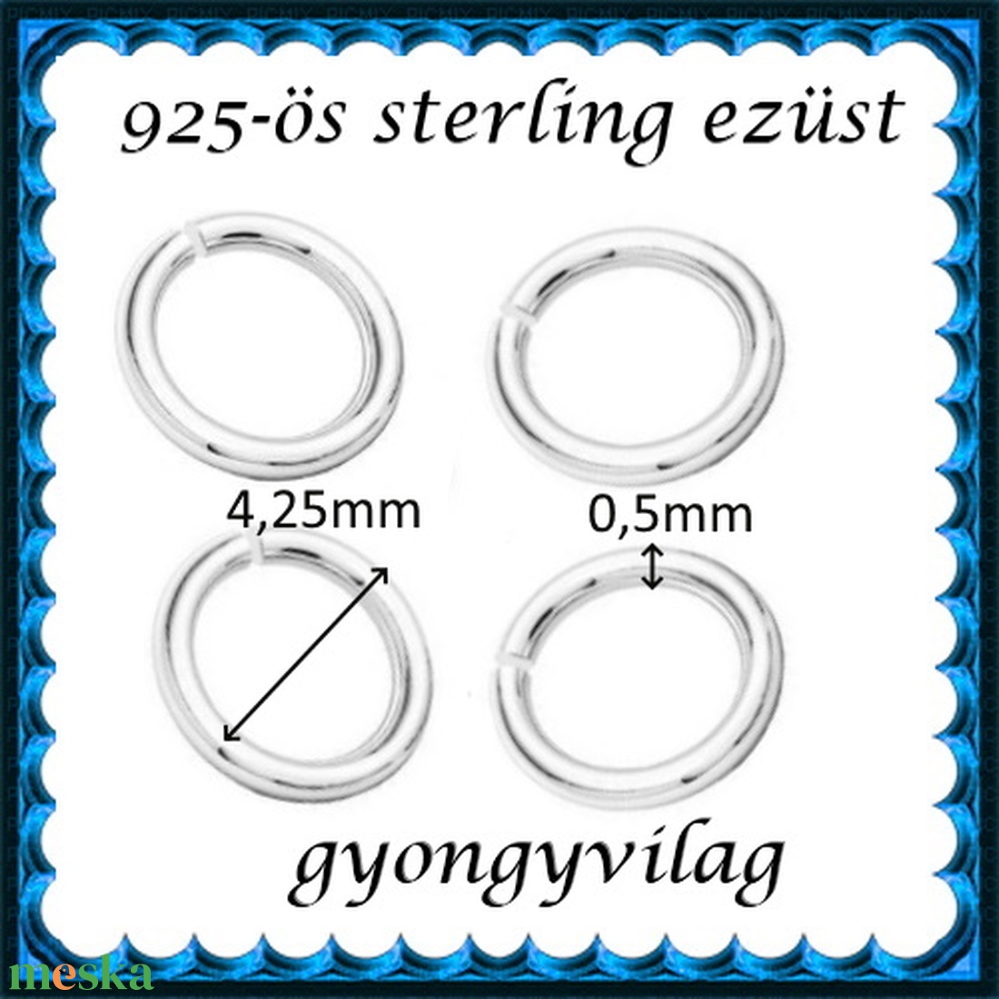 925-ös sterling ezüst ékszerkellék: karika nyitott ESZK NY 4,25x0,5 8db/csomag - kellékek & szerszámok - gyöngyfűzés kellékek - szerelőkarika - Meska.hu 925-ös sterling ezüst ékszerkellék: karika nyitott ESZK NY 4,25x0,5 8db/csomag - kellékek & szerszámok - gyöngyfűzés kellékek - szerelőkarika - Meska.hu