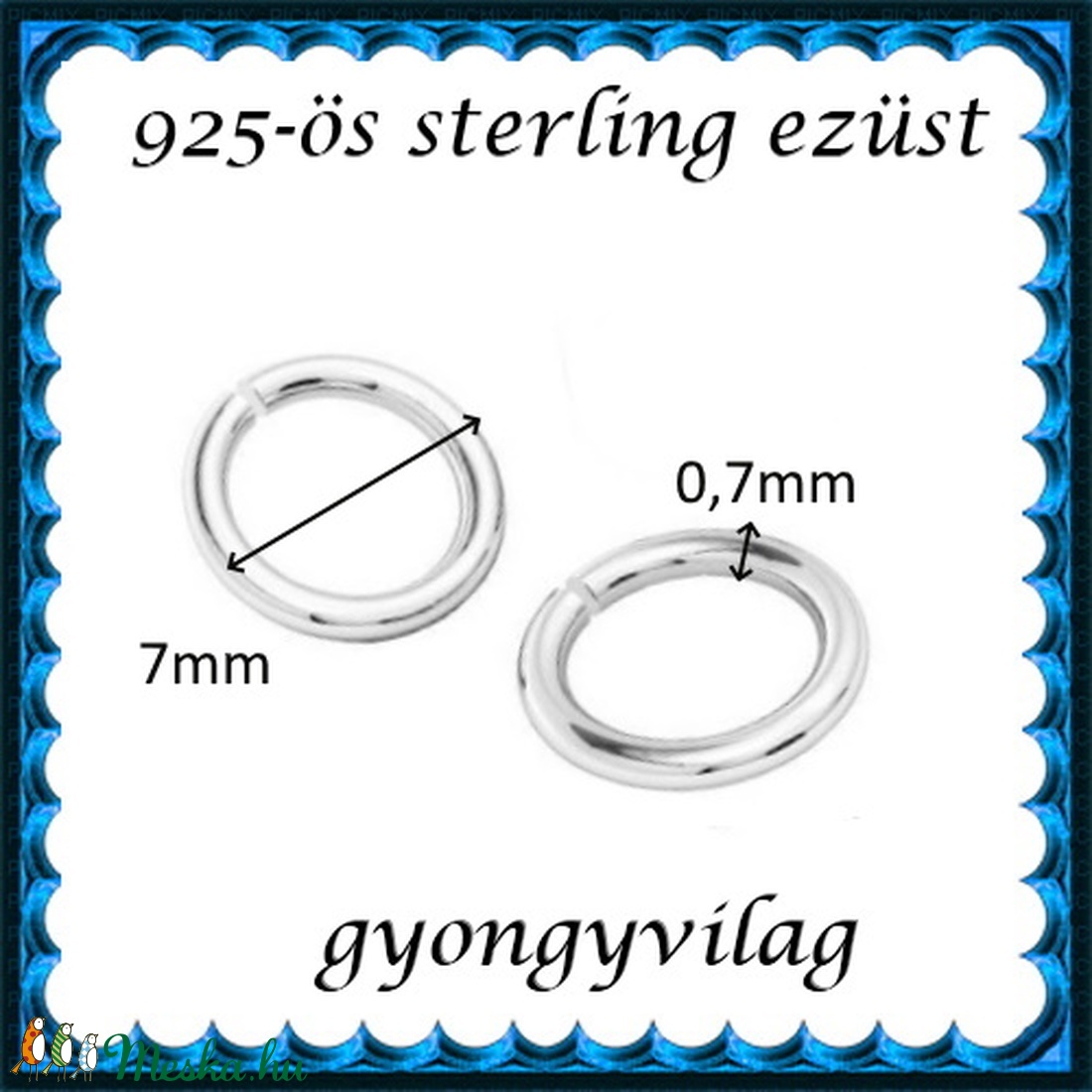925-ös ezüst szerelőkarika nyitott ESZK NY 7 x 0,7 mm-es 2db/csomag - gyöngy, ékszerkellék - egyéb alkatrész - Meska.hu 925-ös ezüst szerelőkarika nyitott ESZK NY 7 x 0,7 mm-es 2db/csomag - gyöngy, ékszerkellék - egyéb alkatrész - Meska.hu