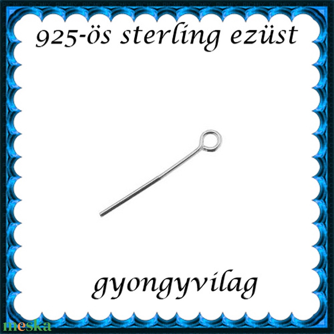 925-ös sterling ezüst ékszerkellék: szerelőpálca zárt hurkos végű ESZP HZ 15x0,8mm - kellékek & szerszámok - gyöngyfűzés kellékek - egyéb alkatrész - Meska.hu
