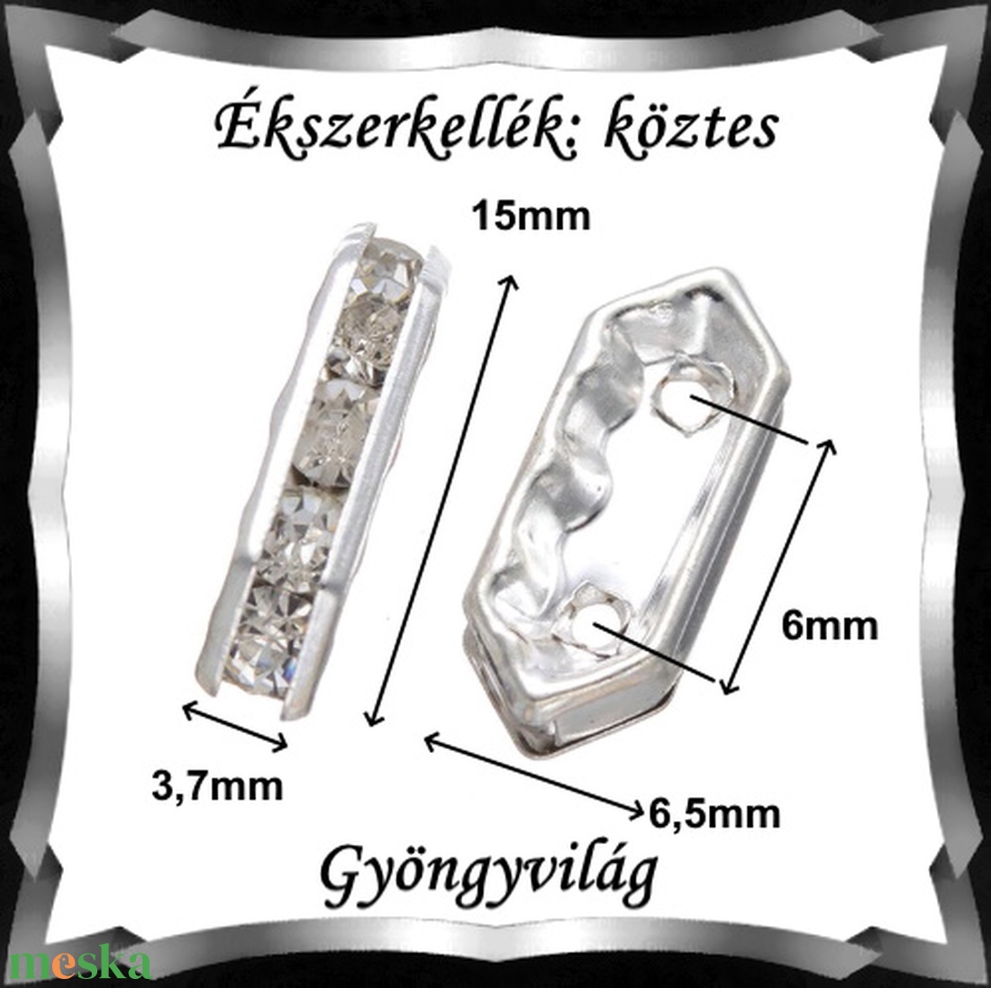 Ékszerkellék: köztes / díszítőelem / gyöngy BKÖ 2S 11e 5db - gyöngy, ékszerkellék - fém köztesek - Meska.hu