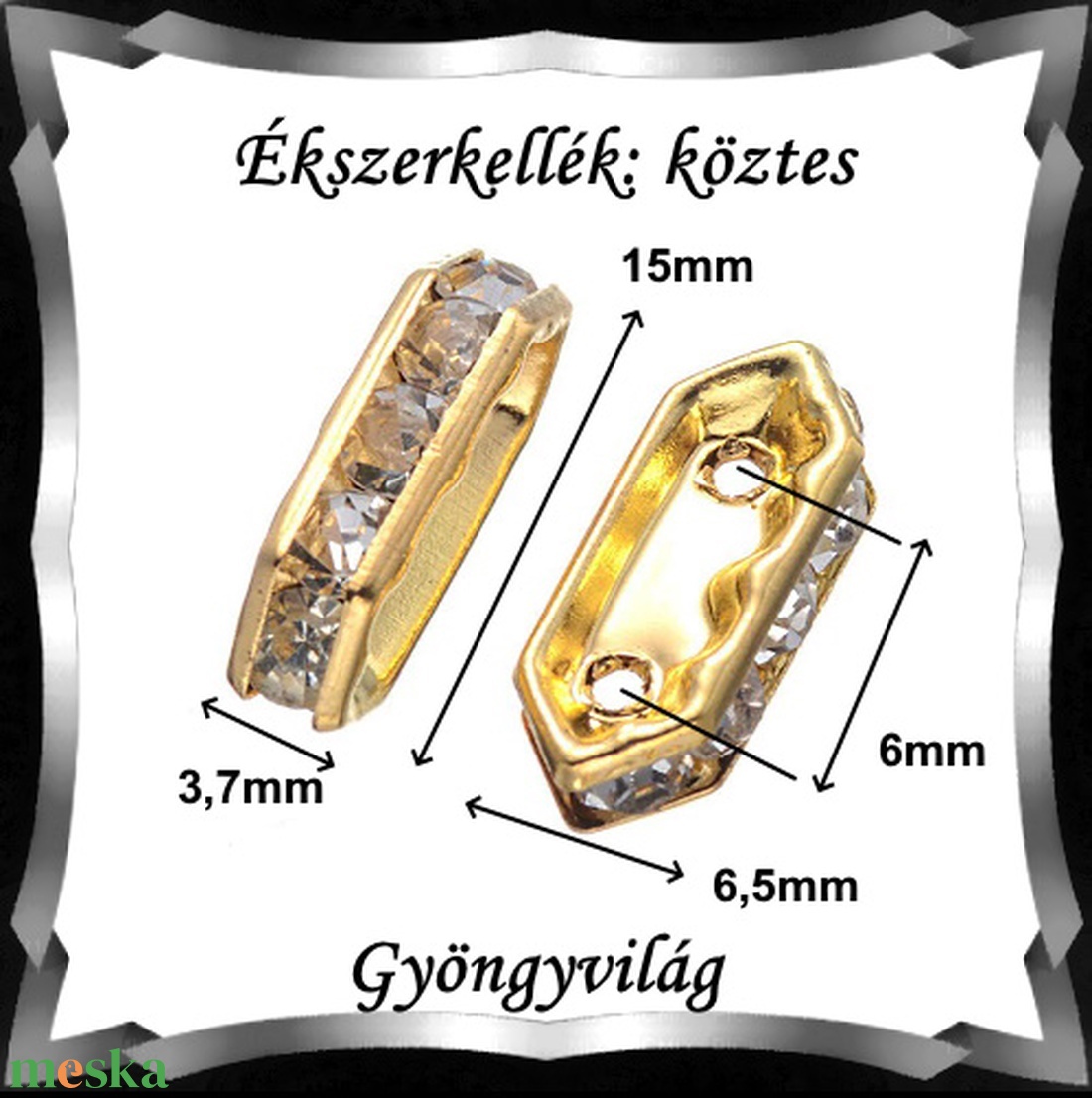 Ékszerkellék: köztes / díszítőelem / gyöngy BKÖ 2S 11a 5db - kellékek & szerszámok - gyöngyfűzés kellékek - fém köztesek - Meska.hu
