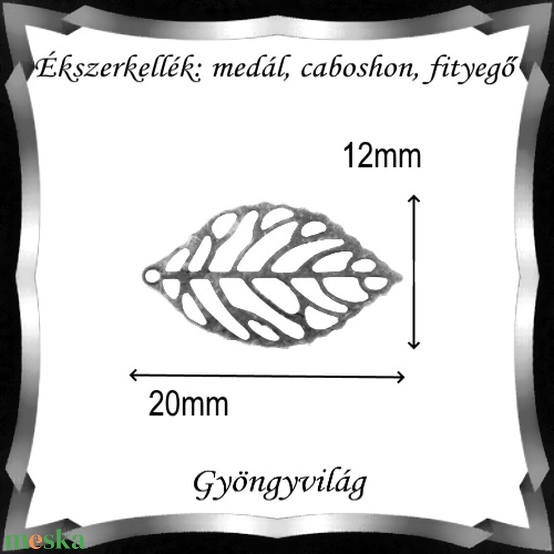 Ékszerkellék: medál, caboshon, fityegő BMCF-1-03e 12x22 20db/cs - kellékek & szerszámok - gyöngyfűzés kellékek - cabochon - Meska.hu