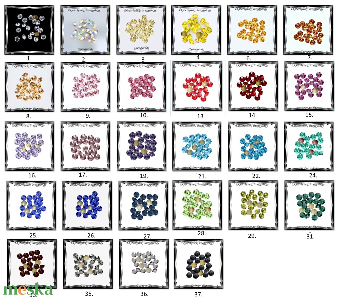 Kristály rivoli ragasztható   40db/cs  2mm  PP14/SS6,5 - gyöngy, ékszerkellék - üveggyöngy - Meska.hu