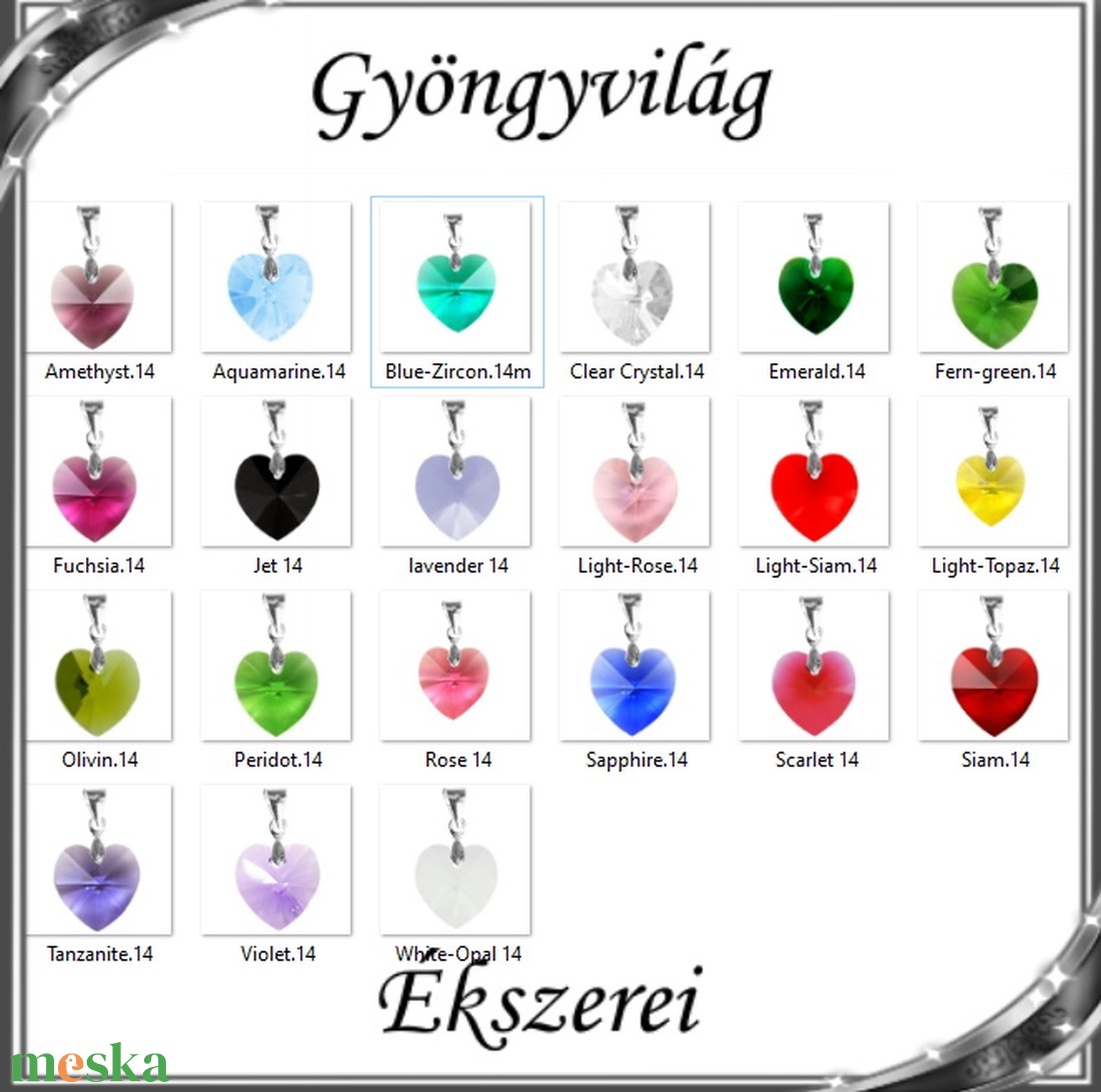 Ékszerek-medálok: Swarovski kristály medál -14mm-es szív több színben - ékszer - nyaklánc - medál - Meska.hu Ékszerek-medálok: Swarovski kristály medál -14mm-es szív több színben - ékszer - nyaklánc - medál - Meska.hu