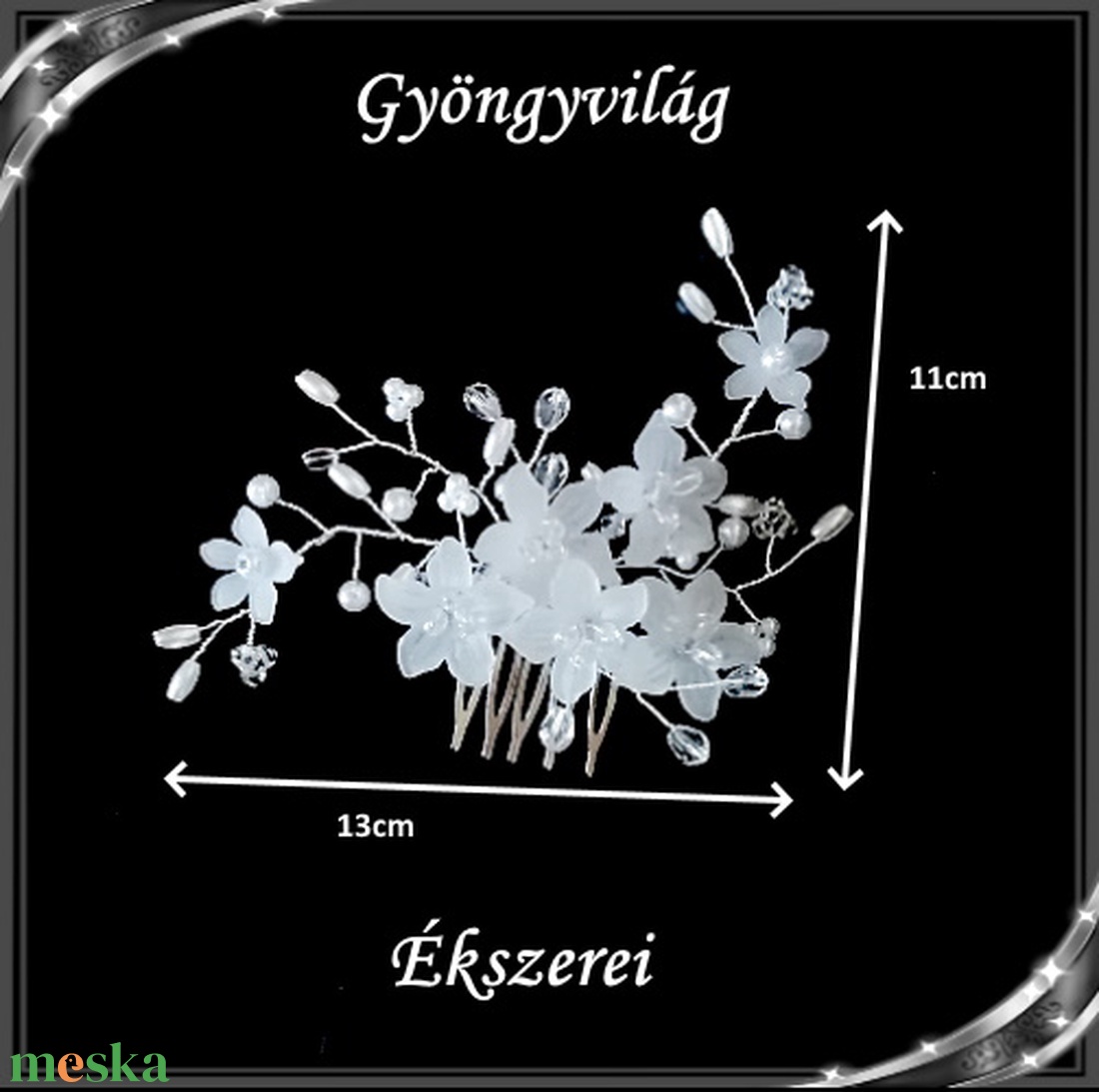 Ékszerek-hajdíszek, hajcsatok: Esküvői, menyasszonyi, alkalmi hajdísz S-H-FÉ08e - esküvő - hajdísz - fésűs hajdísz - Meska.hu