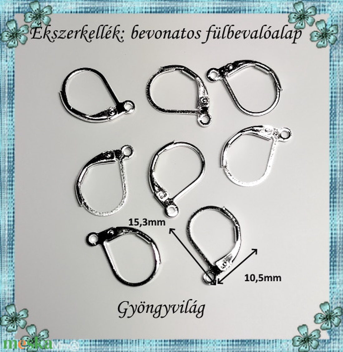 Ezüstel bevont ékszerkellék: fülbevalóalap E925-FK06 4pár/cs - gyöngy, ékszerkellék - egyéb alkatrész - Meska.hu Ezüstel bevont ékszerkellék: fülbevalóalap E925-FK06 4pár/cs - gyöngy, ékszerkellék - egyéb alkatrész - Meska.hu
