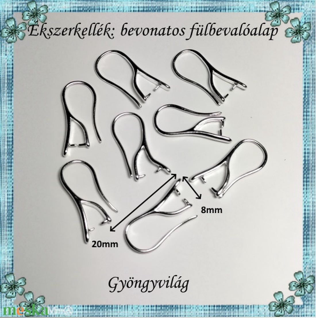 Ezüstel bevont ékszerkellék: fülbevalóalap E925-FK05 4pár/cs - gyöngy, ékszerkellék - egyéb alkatrész - Meska.hu Ezüstel bevont ékszerkellék: fülbevalóalap E925-FK05 4pár/cs - gyöngy, ékszerkellék - egyéb alkatrész - Meska.hu