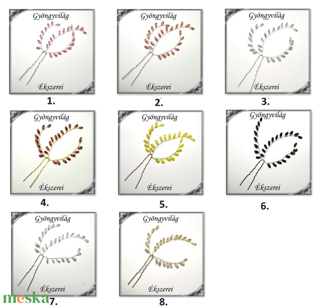 Ékszerek-hajdíszek, hajcsatok: Esküvői, menyasszonyi, alkalmi hajdísz S-H-TŰ14 több színben - esküvő - hajdísz - fésűs hajdísz - Meska.hu