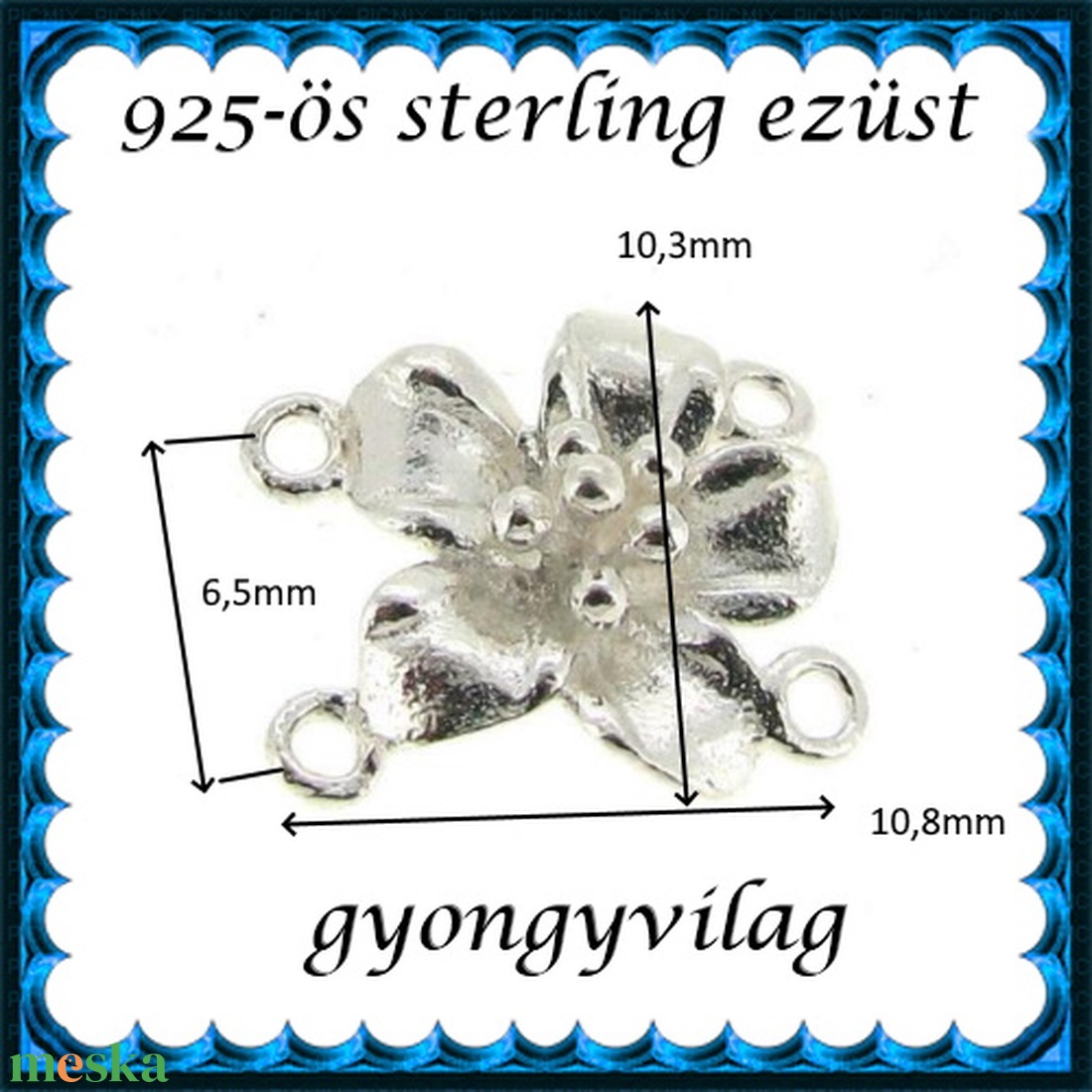 925-ös sterling ezüst ékszerkellék: köztes / gyöngy / dísz  EKÖ 42 - kellékek & szerszámok - gyöngyfűzés kellékek - fém köztesek - Meska.hu