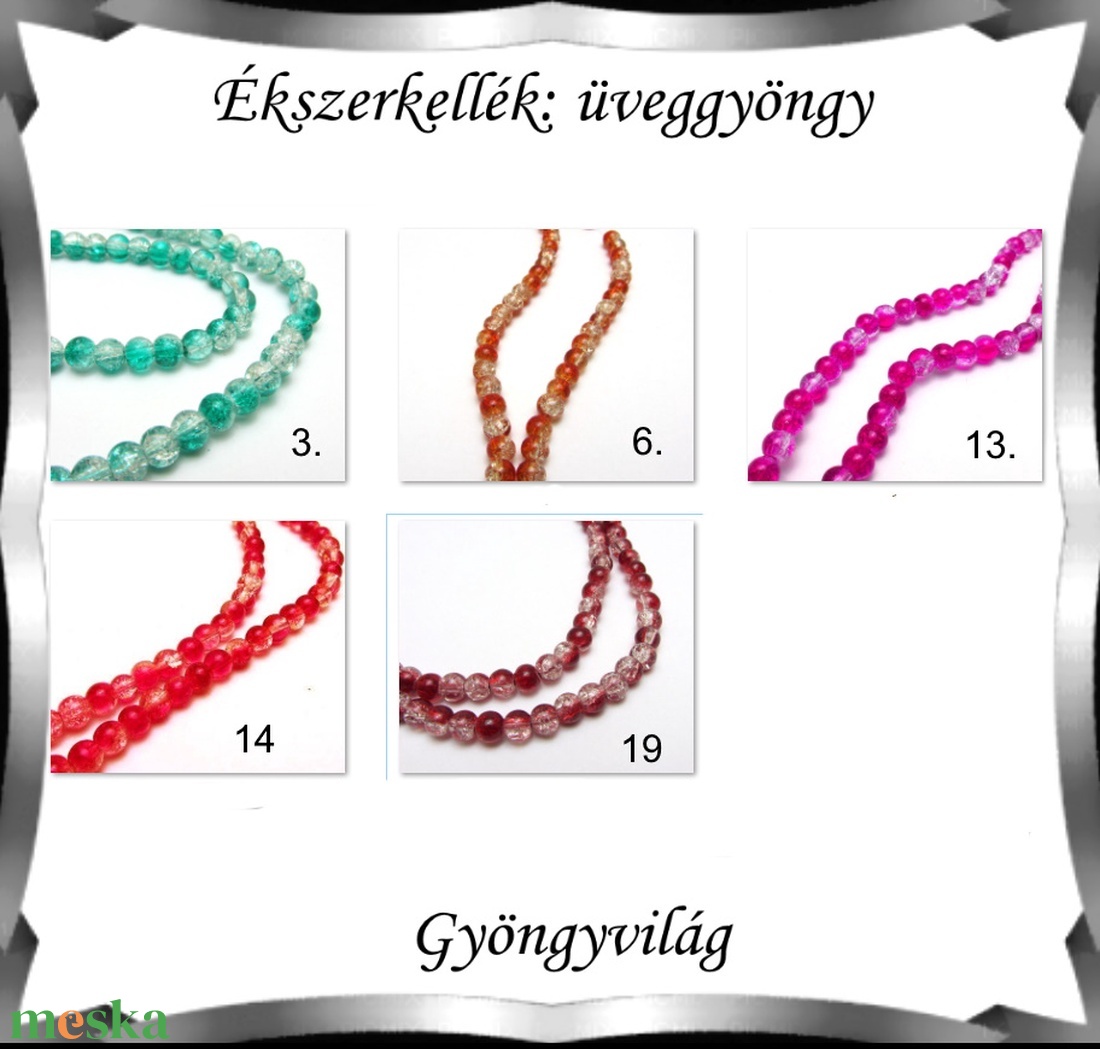 Ékszerkellék: üveggyöngy, roppantott 100db/cs 6mm ÜGY-R01 több színben - kellékek & szerszámok - gyöngyfűzés kellékek - üveggyöngy - Meska.hu Ékszerkellék: üveggyöngy, roppantott 100db/cs 6mm ÜGY-R01 több színben - kellékek & szerszámok - gyöngyfűzés kellékek - üveggyöngy - Meska.hu