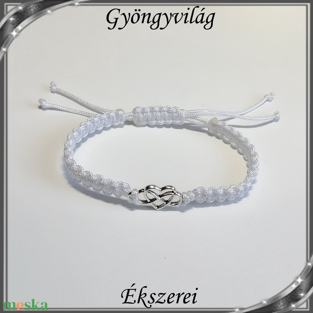 Ékszerek-karkötők: Makramé karkötő SK-M 01 fehér - ékszer - karkötő - gyöngyös karkötő - Meska.hu Ékszerek-karkötők: Makramé karkötő SK-M 01 fehér - ékszer - karkötő - gyöngyös karkötő - Meska.hu