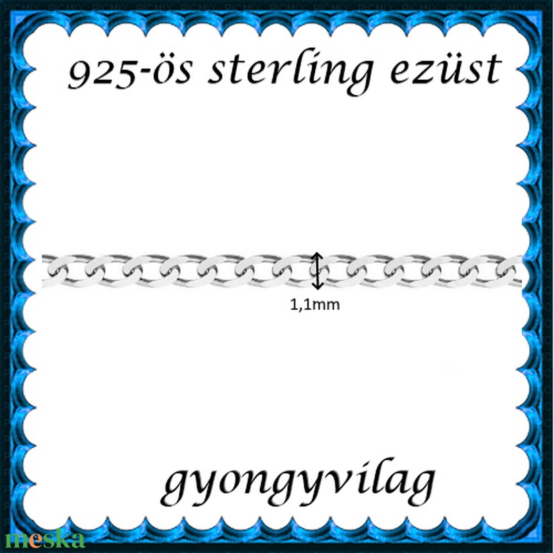 925-ös sterling ezüst ékszerkellék: lánc méterben 925 EL06-1,1e - gyöngy, ékszerkellék - egyéb alkatrész - Meska.hu 925-ös sterling ezüst ékszerkellék: lánc méterben 925 EL06-1,1e - gyöngy, ékszerkellék - egyéb alkatrész - Meska.hu