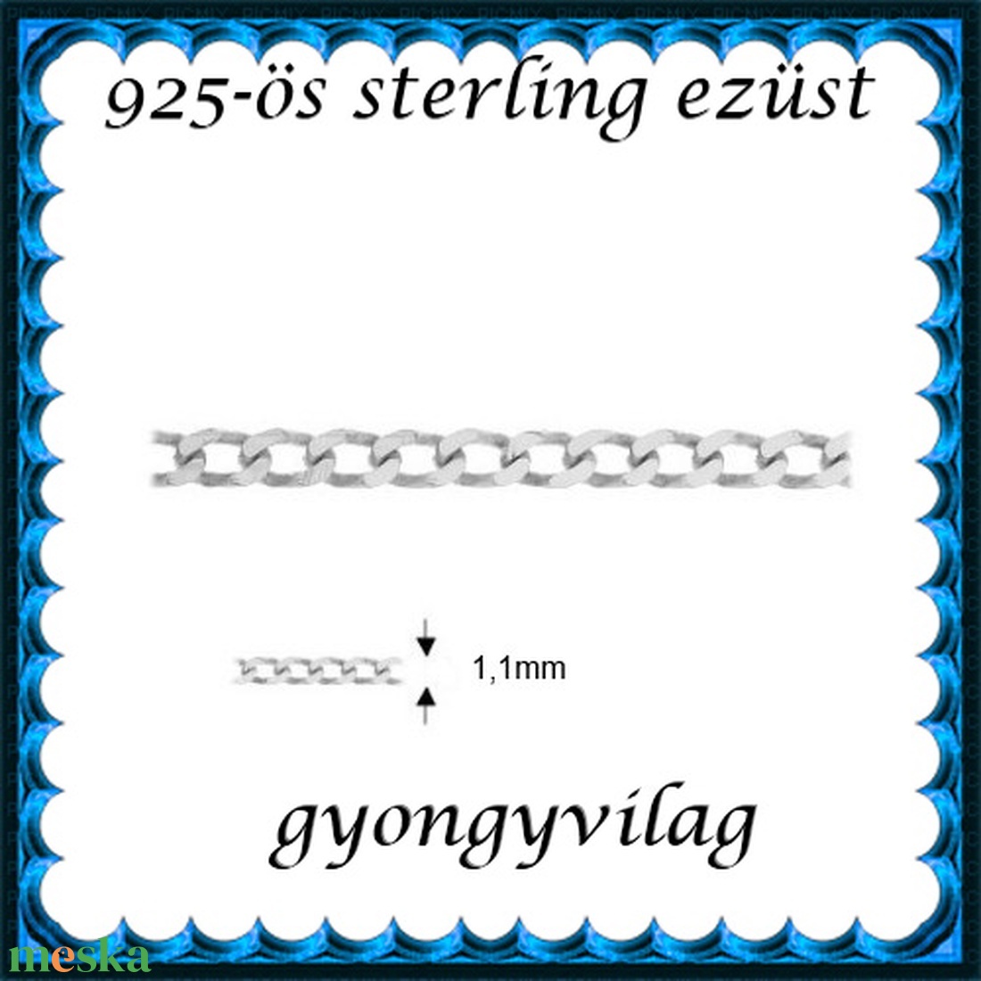 925-ös sterling ezüst ékszerkellék: lánc méterben 925 EL06-1,1e - gyöngy, ékszerkellék - egyéb alkatrész - Meska.hu 925-ös sterling ezüst ékszerkellék: lánc méterben 925 EL06-1,1e - gyöngy, ékszerkellék - egyéb alkatrész - Meska.hu