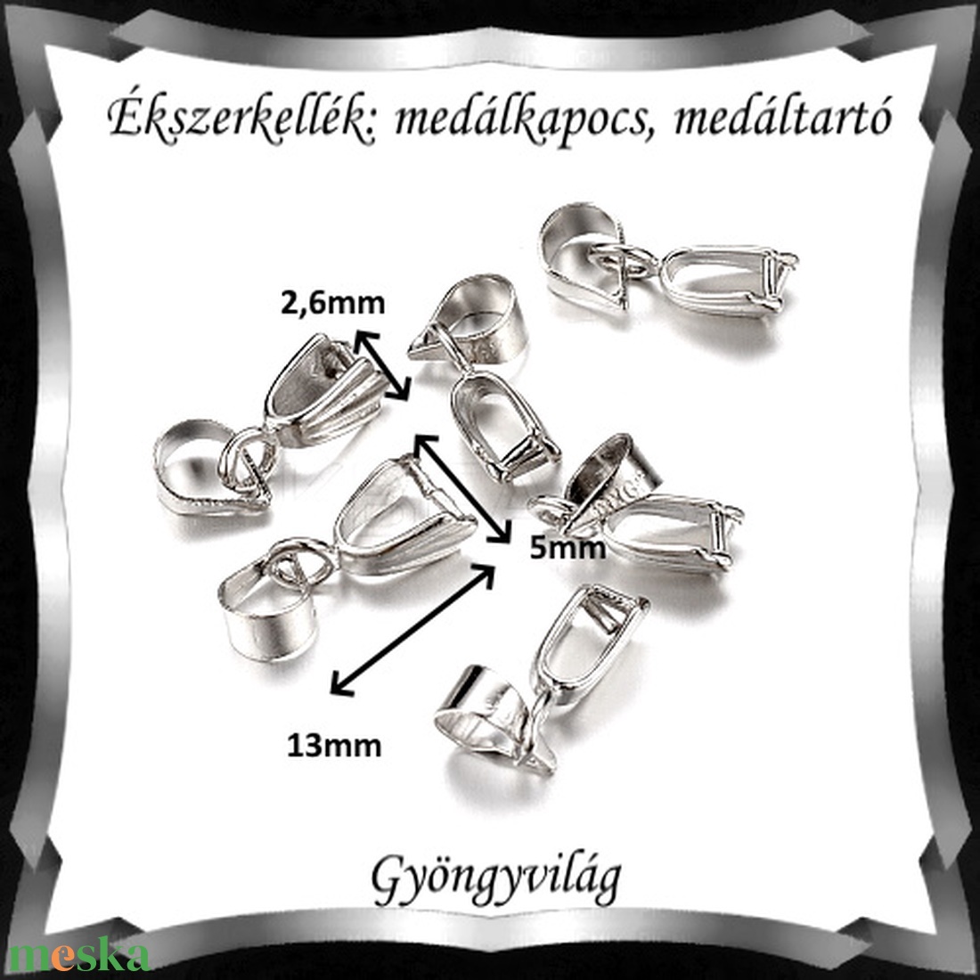 Ezüstözött medálkapocs 5db/cs BMK 08-13p - gyöngy, ékszerkellék - egyéb alkatrész - Meska.hu Ezüstözött medálkapocs 5db/cs BMK 08-13p - gyöngy, ékszerkellék - egyéb alkatrész - Meska.hu