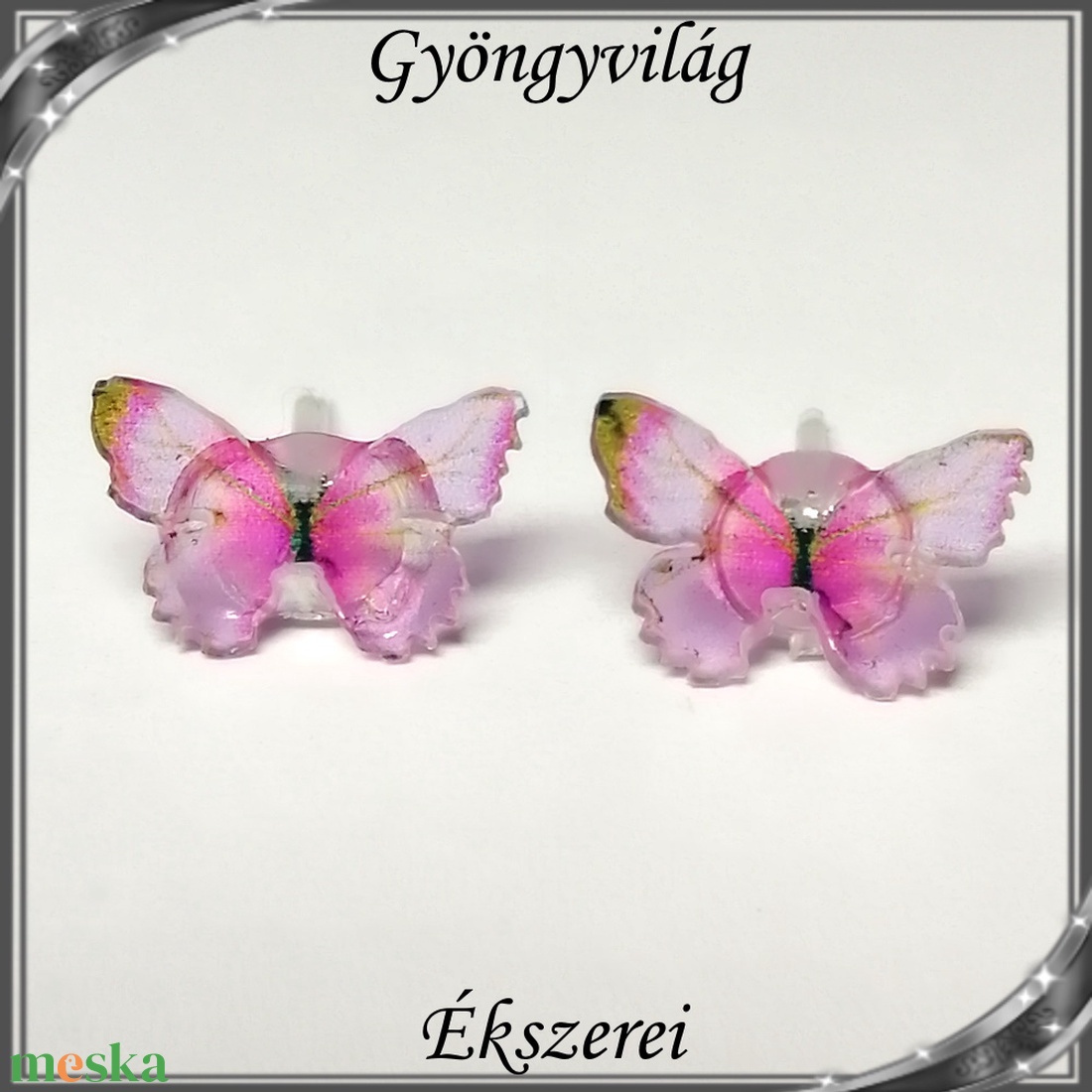 Pillangó szilikon fülbevaló 7x10,5mm-es SFSZ-K07 - ékszer - fülbevaló - pötty fülbevaló - Meska.hu