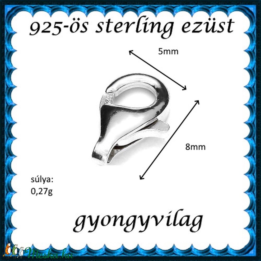 925-ös ezüst 1soros lánckapocs ELK 1s 39-8 2db/csomag - kellékek & szerszámok - gyöngyfűzés kellékek - egyéb alkatrész - Meska.hu 925-ös ezüst 1soros lánckapocs ELK 1s 39-8 2db/csomag - kellékek & szerszámok - gyöngyfűzés kellékek - egyéb alkatrész - Meska.hu
