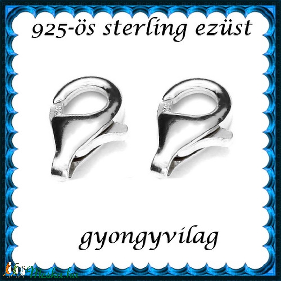925-ös ezüst 1soros lánckapocs ELK 1s 39-8 2db/csomag - gyöngy, ékszerkellék - egyéb alkatrész - Meska.hu